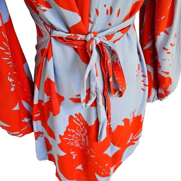 Bardot Camilla Blue Orange Floral Off-the-Shoulder Dress Sz 12 - Picture 9 of 14